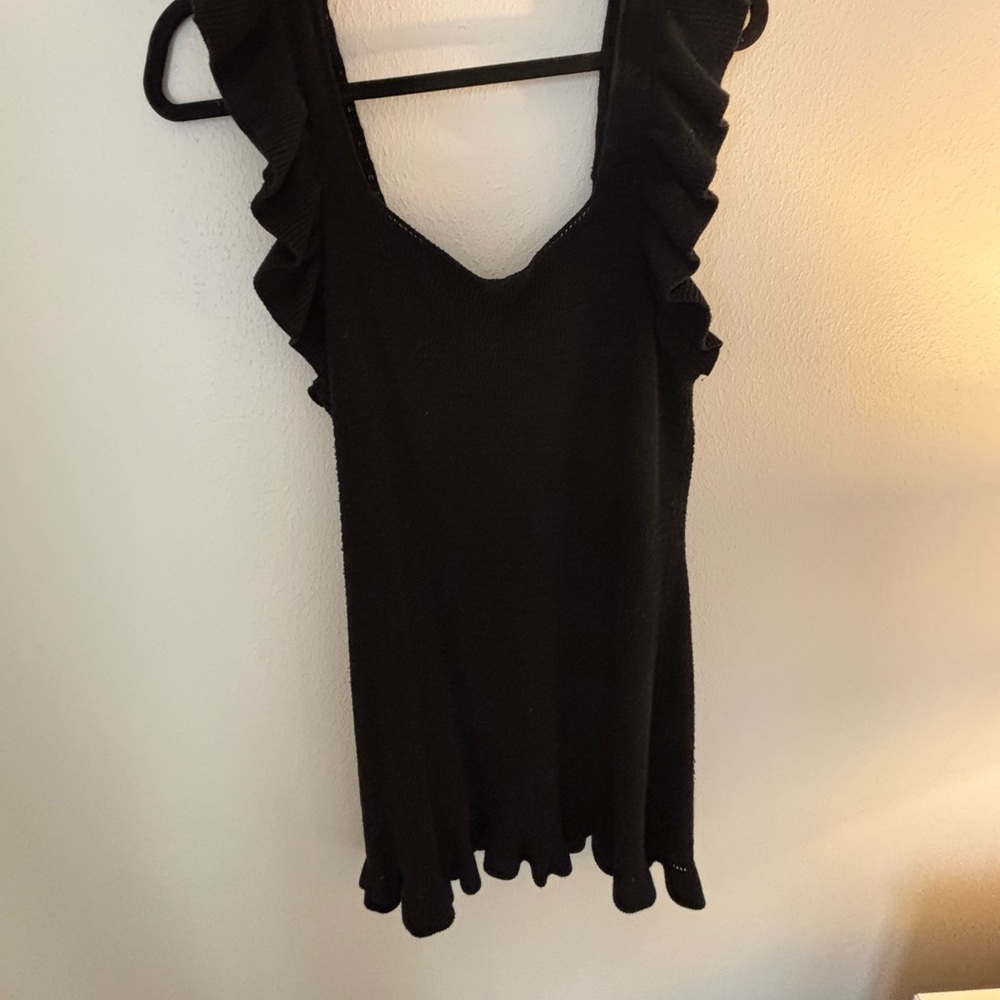 Anthropologie Black Ruffled Crochet Dress